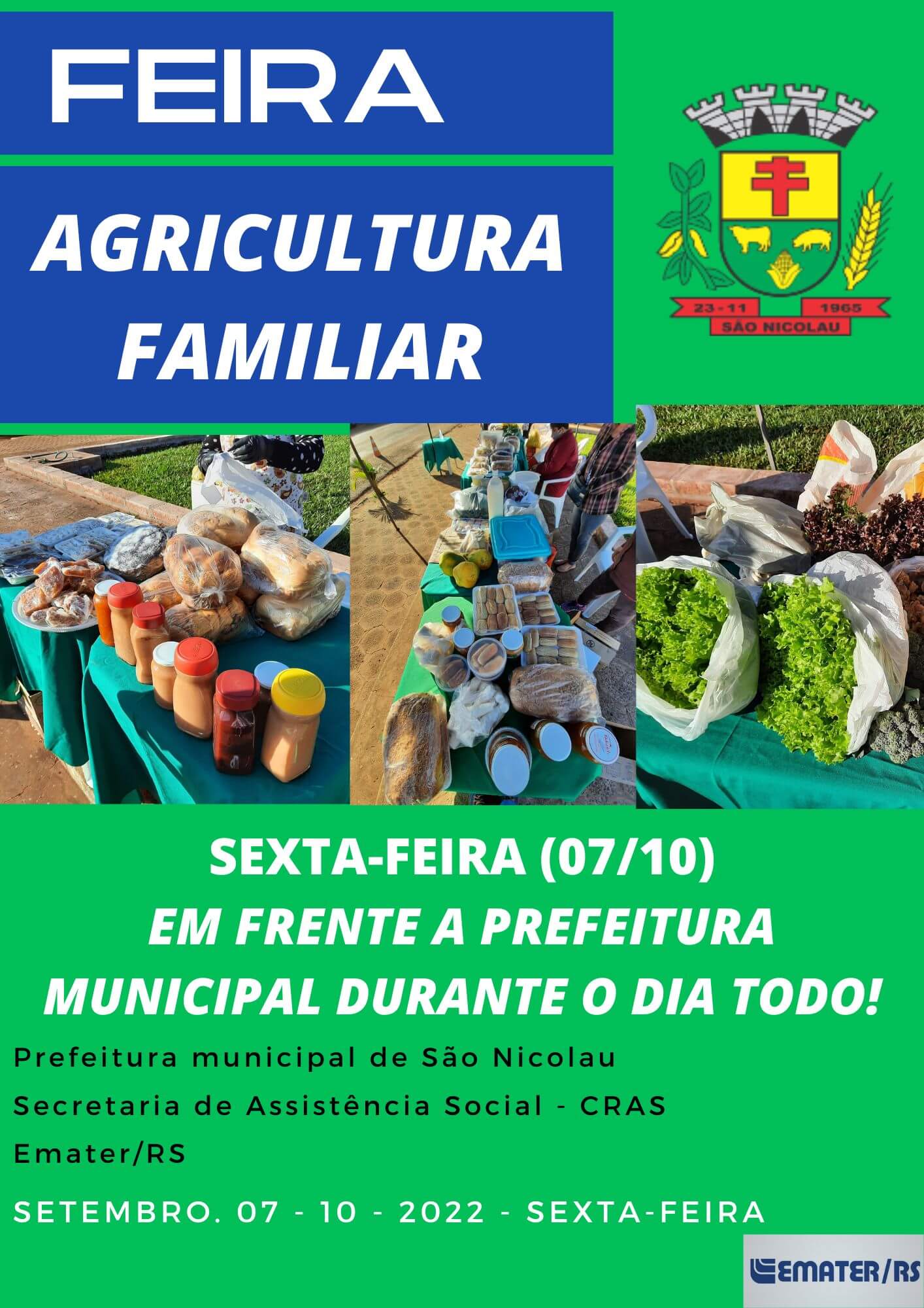 FEIRA DA AGRICULTURA FAMILIAR SEXTA-FEIRA (07/10)