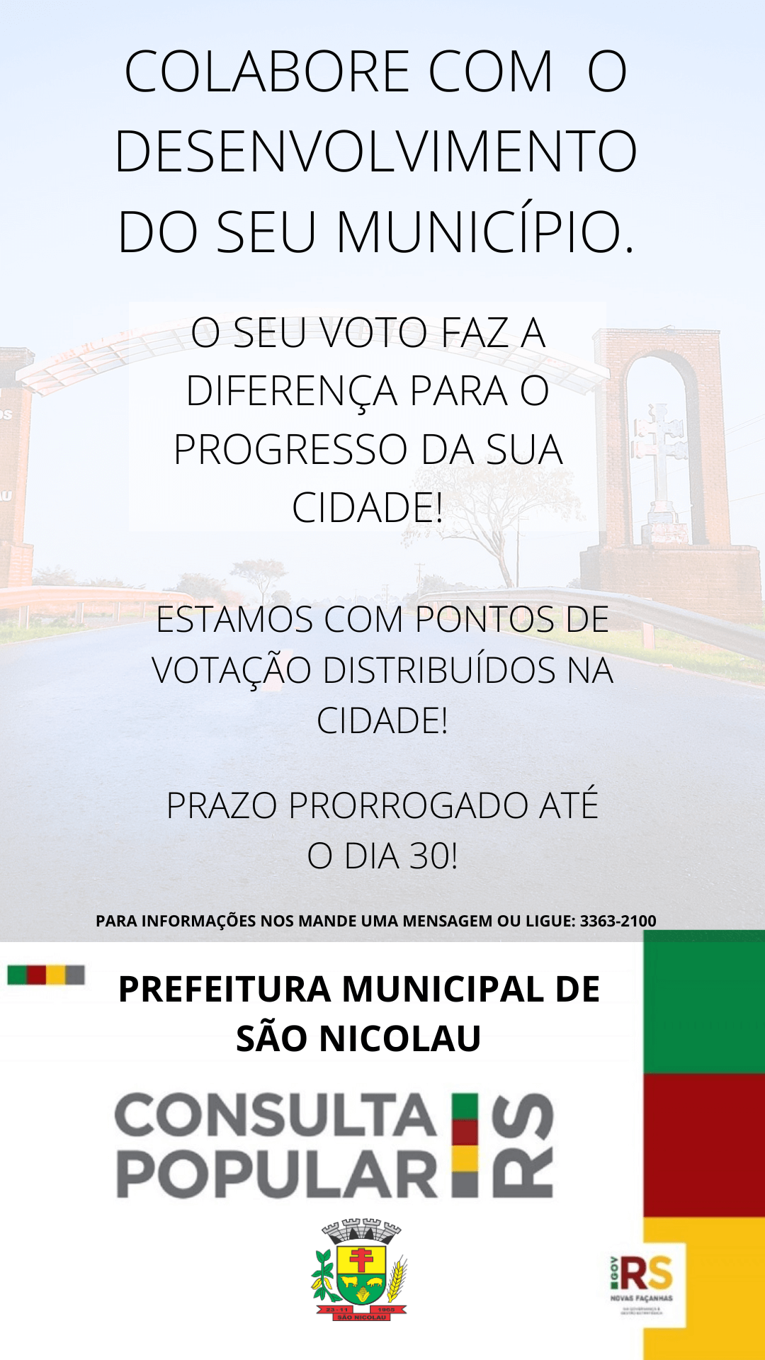 CONSULTA POPULAR 2022 É PRORROGADO ATÉ O DIA 30/11