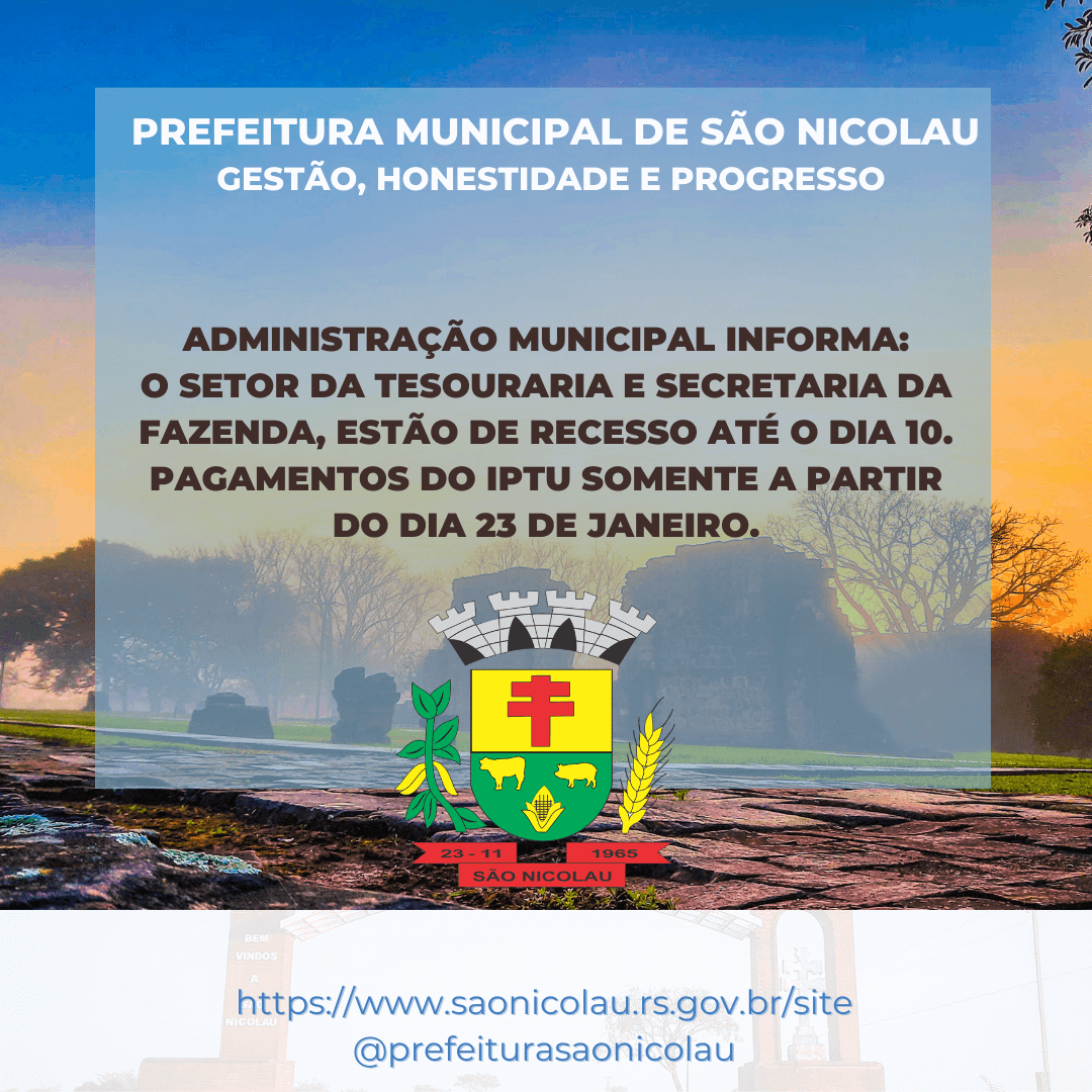 TESOURARIA INFORMA SOBRE PAGAMENTOS DE IPTU