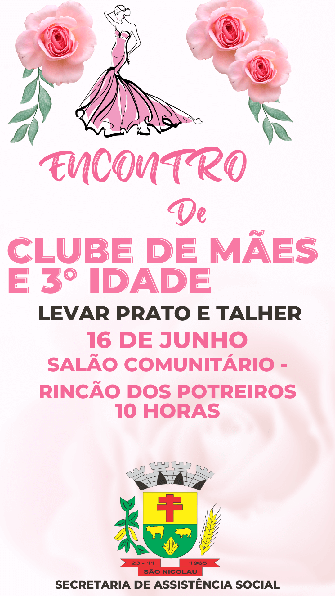 CONVITE PARA ENCONTRO DO CLUBE DE MÃES E 3° IDADE NO RINCÃO DOS POTREIROS