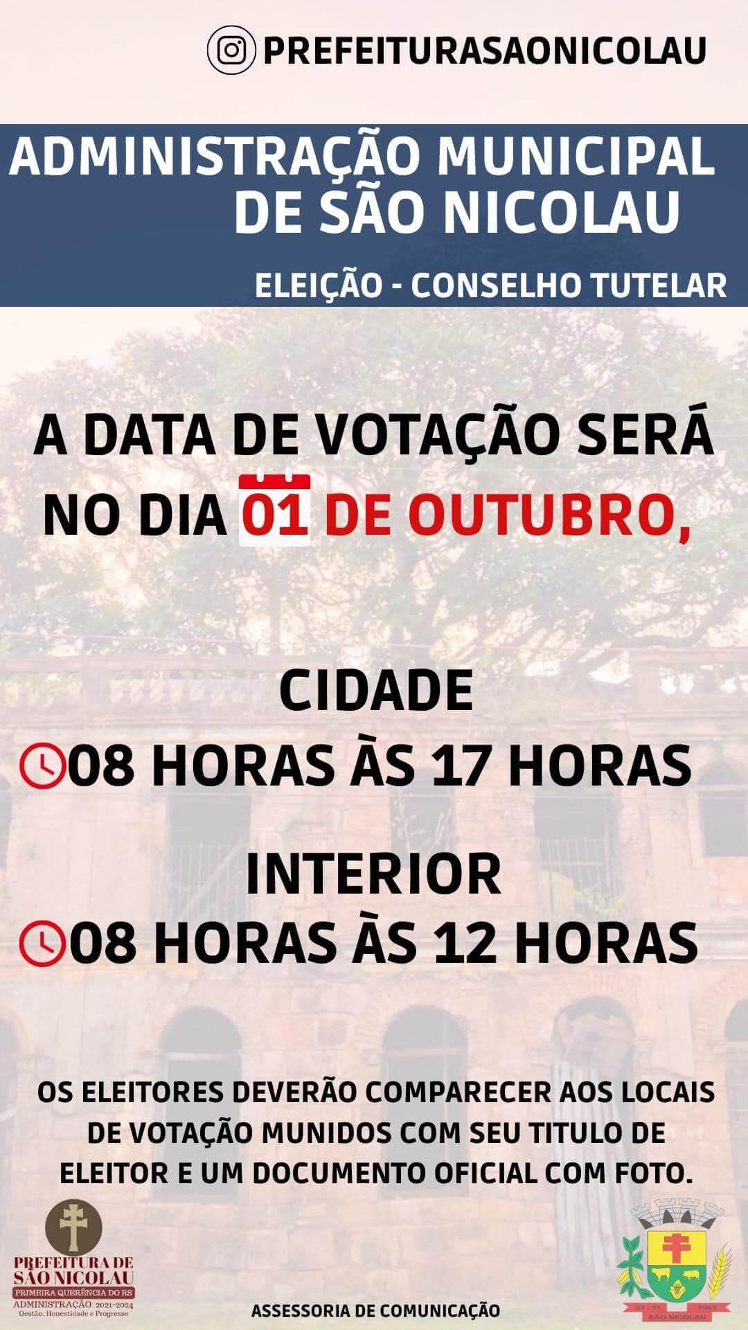 FALTAM APENAS 04 DIAS PARA A ELEIÇÃO DO CONSELHO TUTELAR!