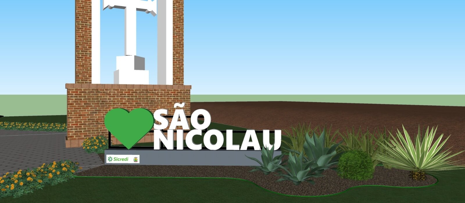 A AGÊNCIA SICREDI DE SÃO NICOLAU ATRAVÉS DA ADMINISTRAÇÃO MUNICIPAL REALIZARÃO A INSTALAÇÃO DE LETREIRO COM NOME DA CIDADE NO PÓRTICO
