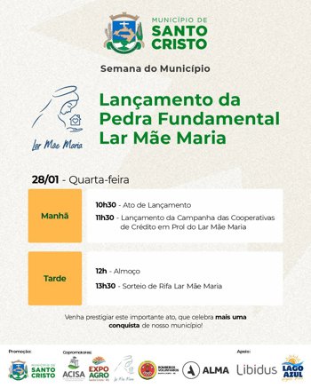 <p>Lan&ccedil;amento da Pedra Fundamental do Lar M&atilde;e Maria</p>