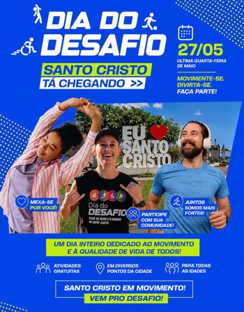 &nbsp;𝗤𝘂𝗮𝗿𝘁𝗮-𝗳𝗲𝗶𝗿𝗮 𝗲́ 𝗗𝗶𝗮 𝗱𝗼 𝗗𝗲𝘀𝗮𝗳𝗶𝗼 𝗲𝗺 𝗦𝗮𝗻𝘁𝗼 𝗖𝗿𝗶𝘀𝘁𝗼