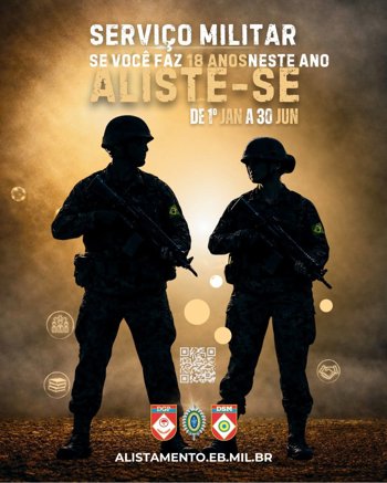𝗔𝗹𝗶𝘀𝘁𝗮𝗺𝗲𝗻𝘁𝗼 𝗠𝗶𝗹𝗶𝘁𝗮𝗿<br />Aten&ccedil;&atilde;o, jovens!