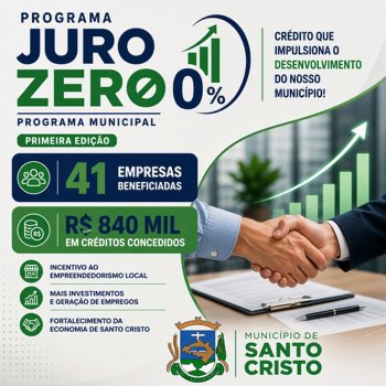 𝗣𝗿𝗼𝗴𝗿𝗮𝗺𝗮 𝗝𝘂𝗿𝗼 𝗭𝗲𝗿𝗼 𝗮𝘁𝗲𝗻𝗱𝗲 𝟰𝟭 𝗲𝗺𝗽𝗿𝗲𝘀𝗮𝘀 𝗲 𝗺𝗼𝘃𝗶𝗺𝗲𝗻𝘁𝗮 𝗥$ 𝟴𝟰𝟬 𝗺𝗶𝗹
