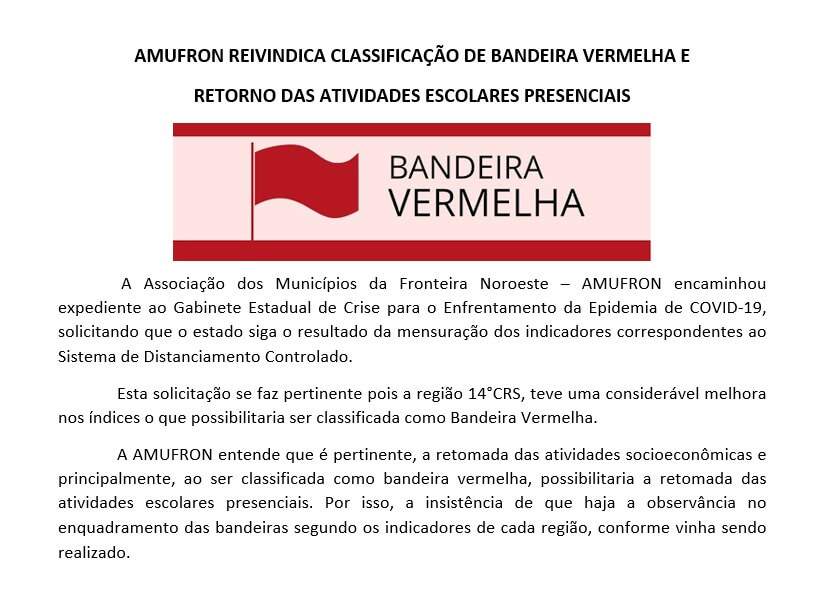 AMUFRON reivindica classificação de bandeira vermelha