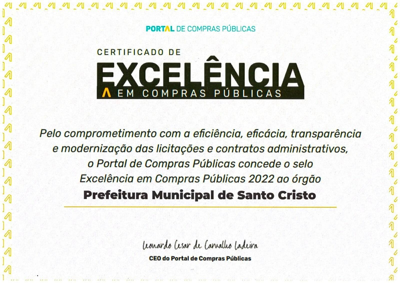 CERTIFICADO DE  EXCELÊNCIA