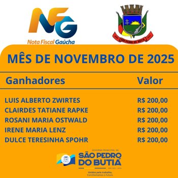<p>Ganhadores dos Vale Compras do Sorteio da Nota Fiscal Ga&uacute;cha do m&ecirc;s de Novembro</p>