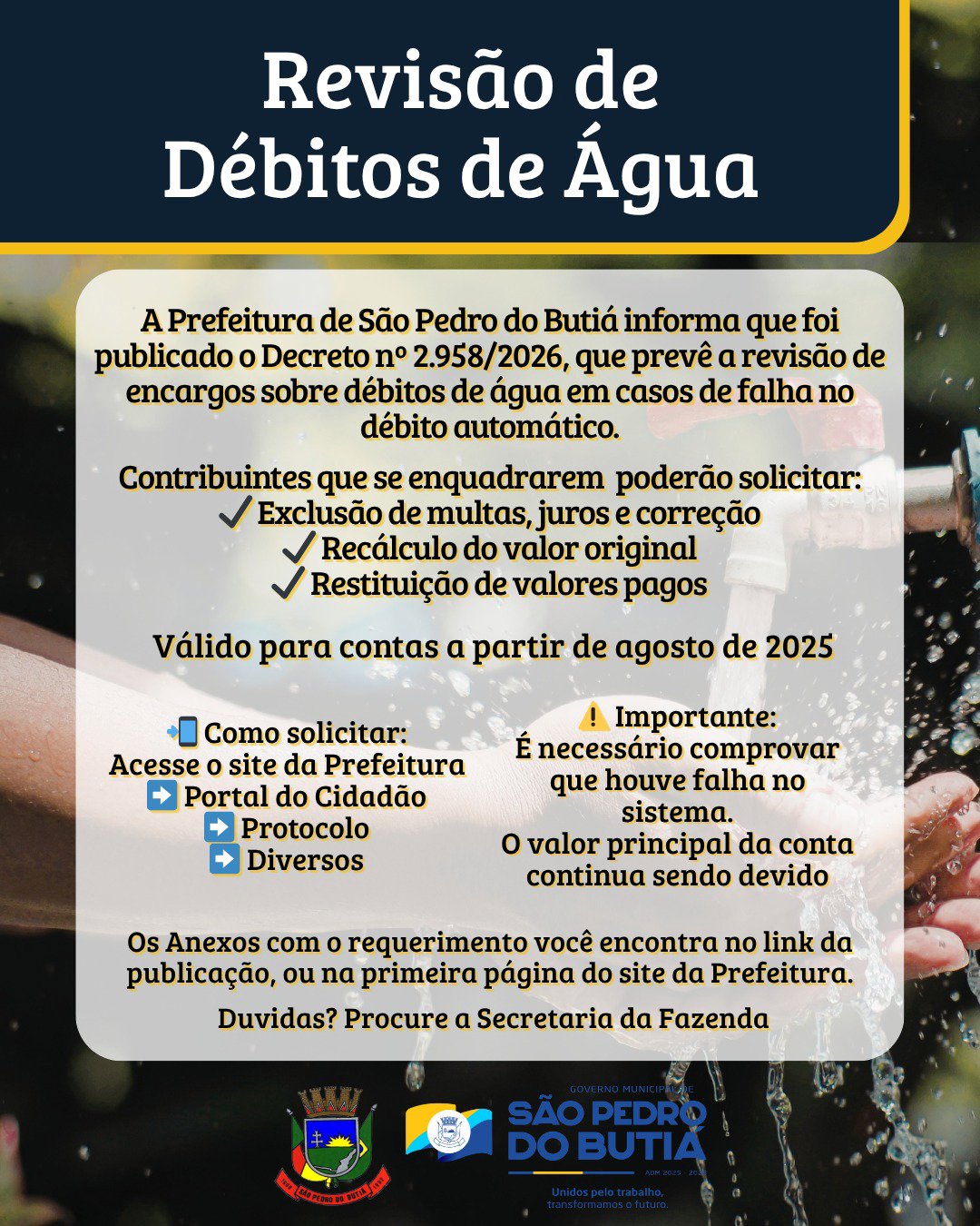 Revis&atilde;o de D&eacute;bitos de &Aacute;gua