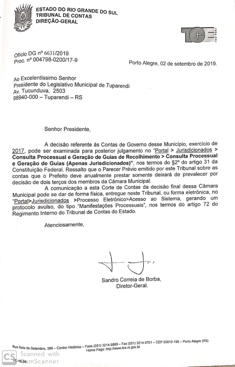 COMUNICADO - Prestação de Contas Prefeito Municipal 2017