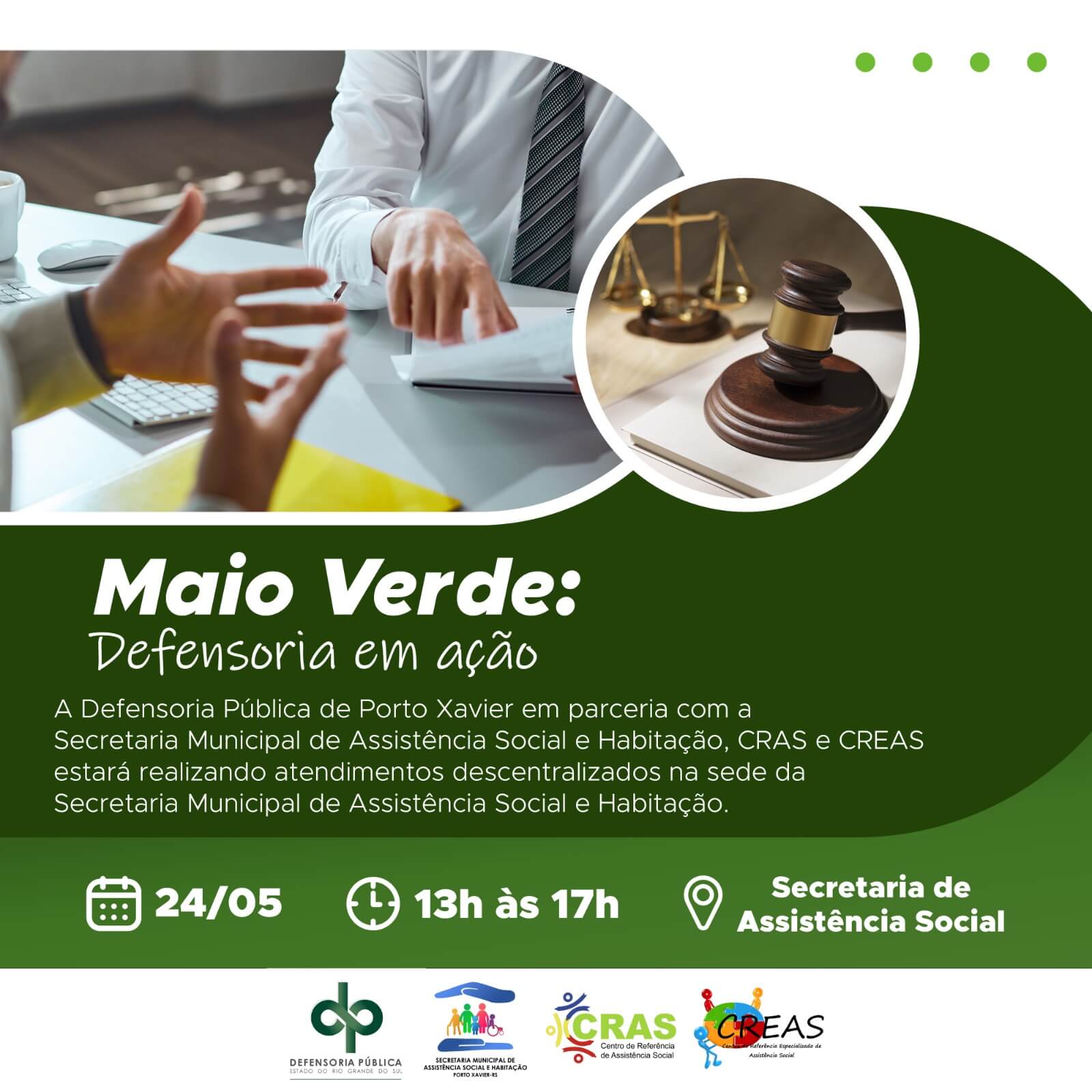 <p><span data-offset-key="838vs-0-0">MAIO VERDE: Defensoria em A&ccedil;&atilde;o.</span></p>