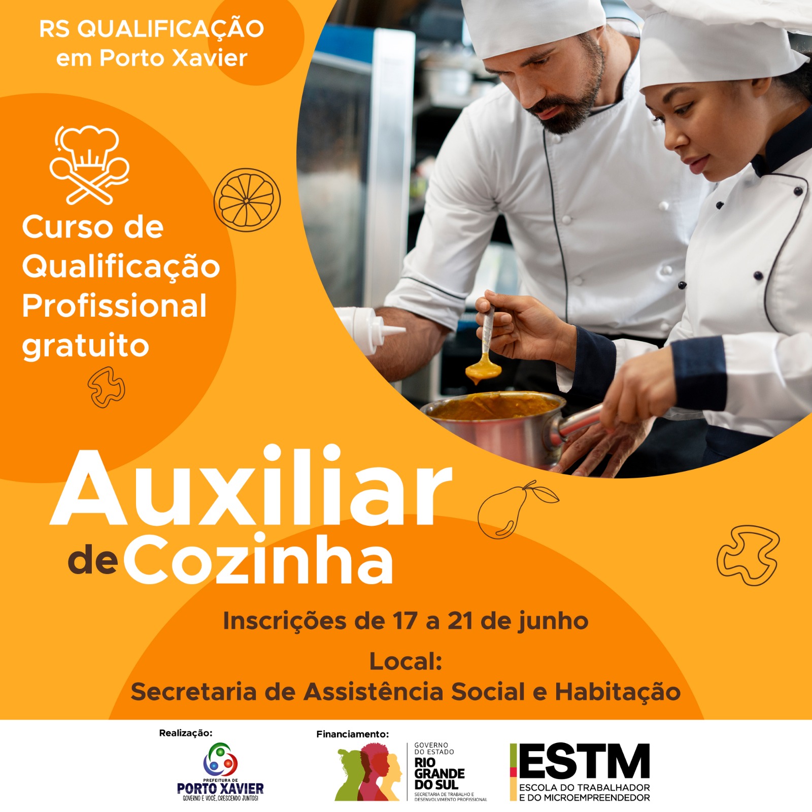 <p>ABERTAS INSCRI&Ccedil;&Otilde;ES PARA O CURSO DE AUXILIAR DE COZINHA!</p>
