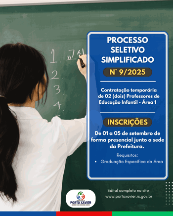 <div dir="auto">CONTRATA&Ccedil;&Atilde;O DE 2 (DOIS) PROFESSORES DE EDUCA&Ccedil;&Atilde;O</div>
<div dir="auto">INFANTIL &ndash; &Aacute;REA 1</div>