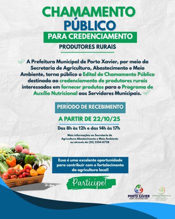 <p>📢 CHAMAMENTO P&Uacute;BLICO &ndash; PRODUTORES RURAIS</p>