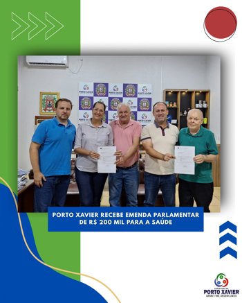 PORTO XAVIER RECEBE EMENDA PARLAMENTAR DE R$ 200 MIL<br />