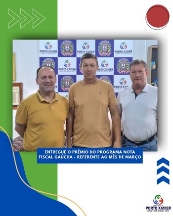 ENTREGUE O PR&Ecirc;MIO DO PROGRAMA NOTA FISCAL GA&Uacute;CHA - REFERENTE AO M&Ecirc;S DE MAR&Ccedil;O