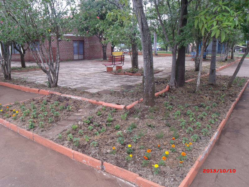 Projeto de embelezamento da praça em execução