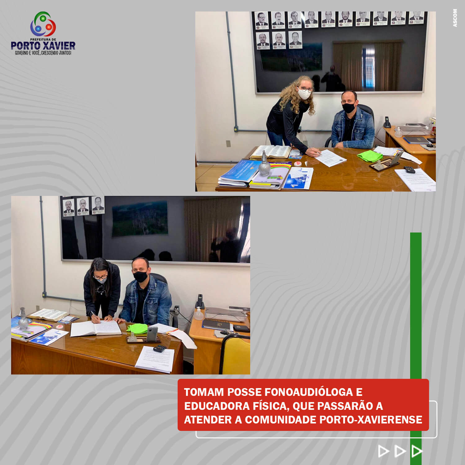 TOMAM POSSE FONOAUDIÓLOGA E EDUCADORA FÍSICA, QUE PASSARÃO A ATENDER A COMUNIDADE PORTO-XAVIERENSE