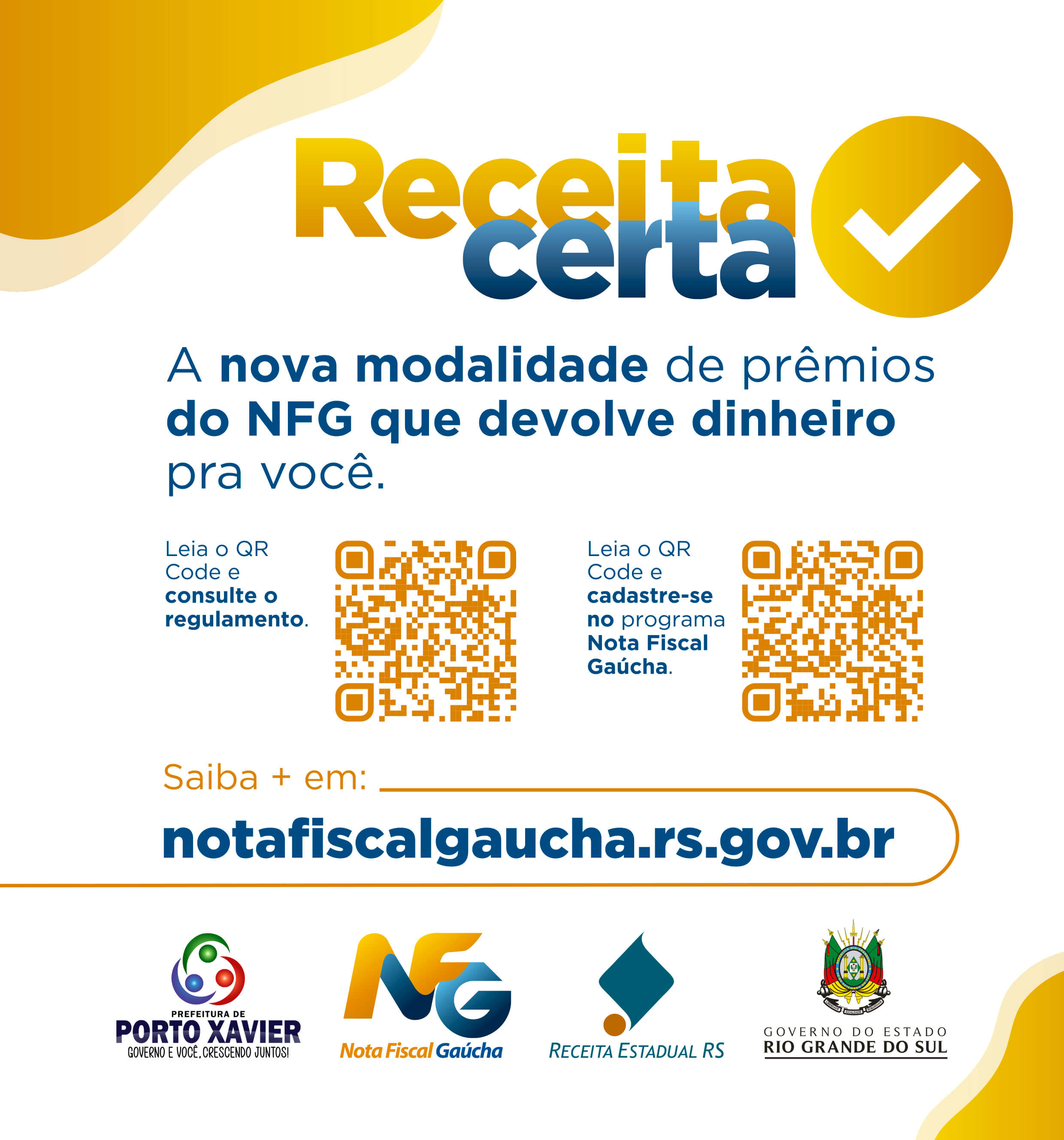 RECEITA CERTA DARÁ PREMIOS EM DINHEIRO AOS PARTICIPANTES DO PROGRAMA NOTA FISCAL GAÚCHA