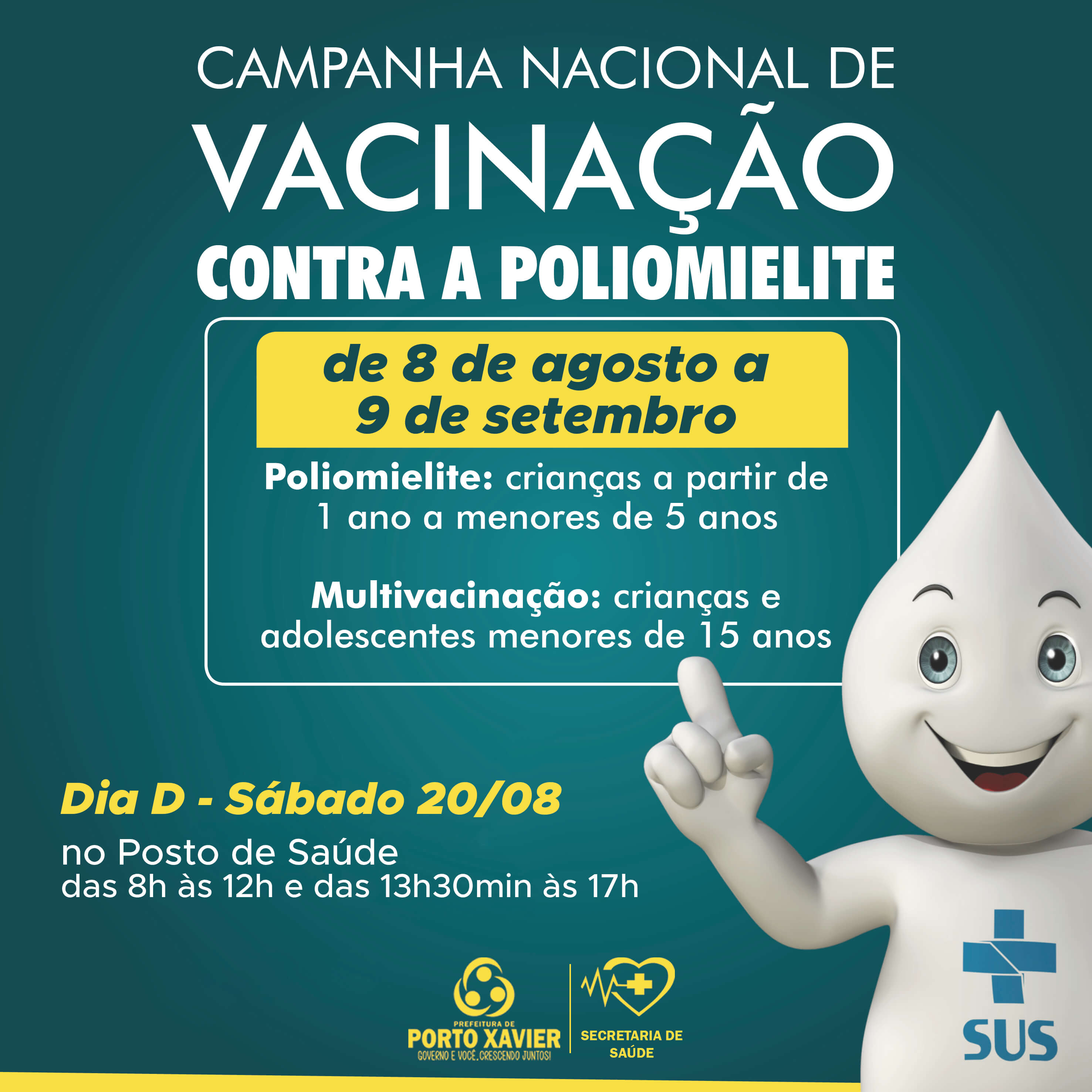 CAMPANHA DE MULTIVACINAÇÃO E POLIOMIELITE INICIOU NESTA SEGUNDA-FEIRA