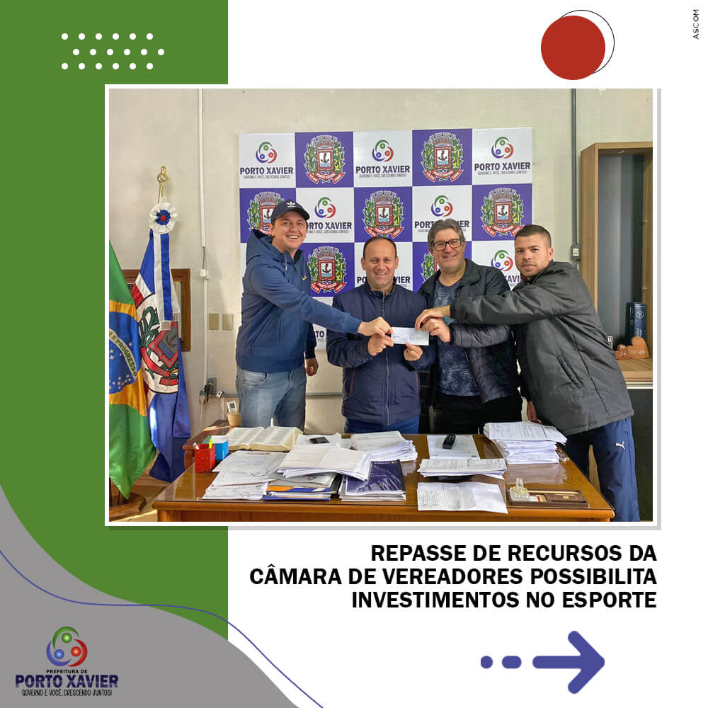 REPASSE DE RECURSOS DA CÂMARA DE VEREADORES POSSIBILITA INVESTIMENTOS NO ESPORTE