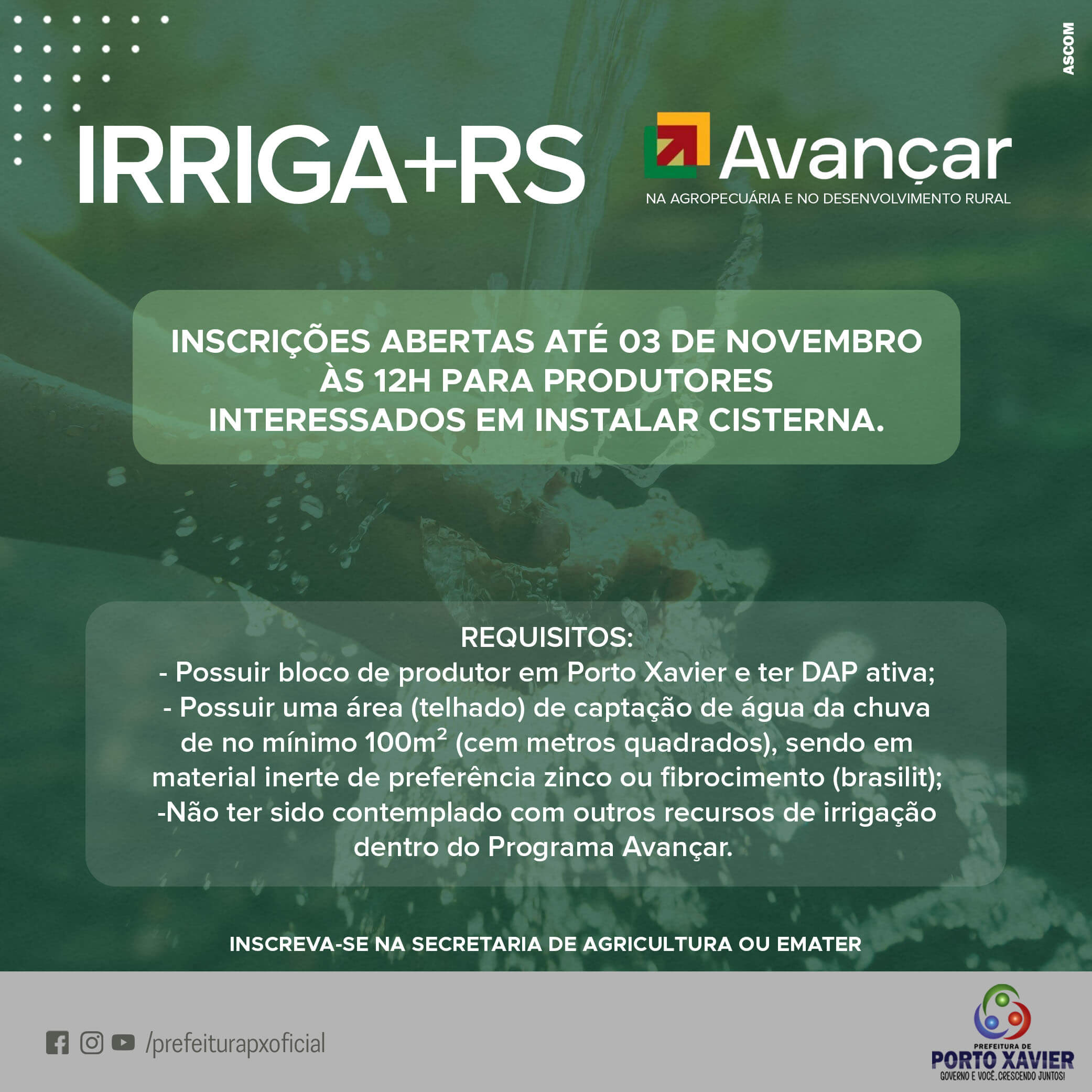 ABERTAS AS INSCRIÇÕES PARA O PROGRAMA AVANÇAR NA AGROPECUÁRIA