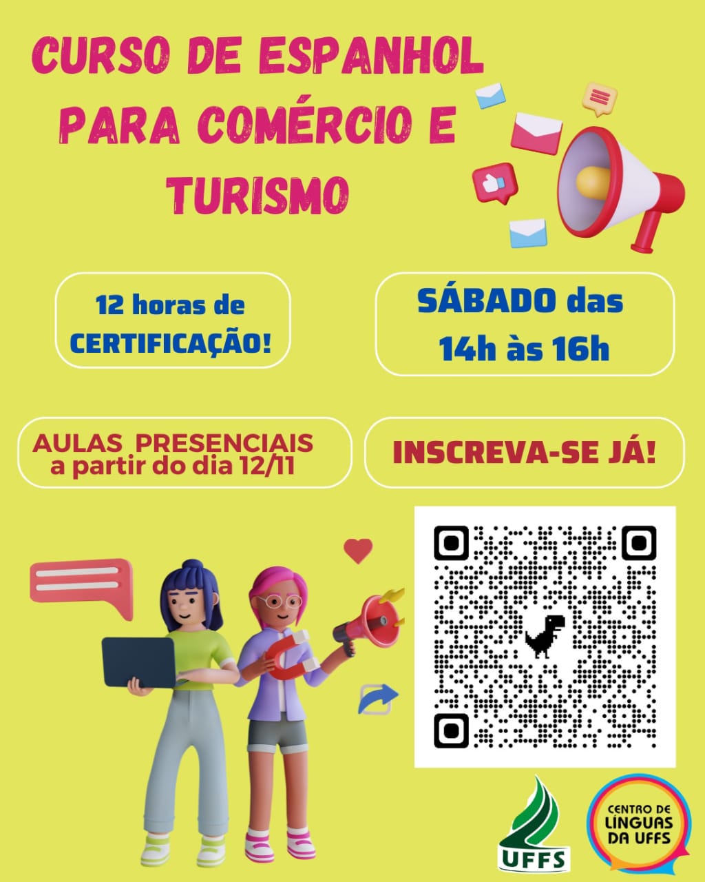 INSCRIÇÕES ABERTAS PARA O CURSO GRATUITO DE ESPANHOL PARA COMÉRCIO E TURISMO