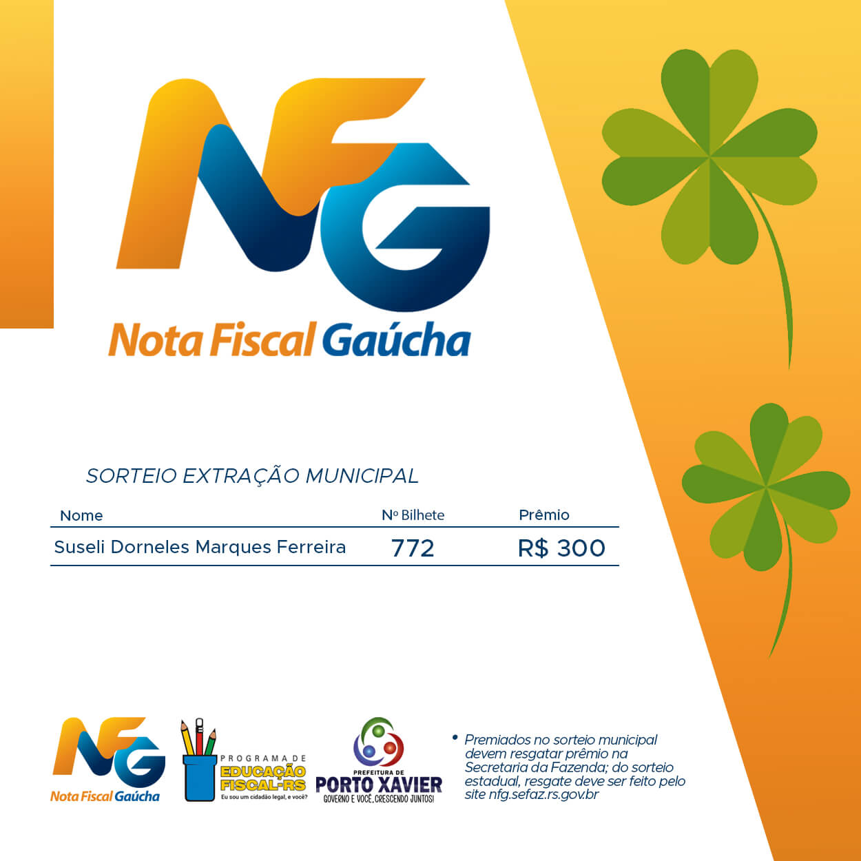 REALIZADO SORTEIO NOTA FISCAL GAÚCHA DO MÊS DE NOVEMBRO