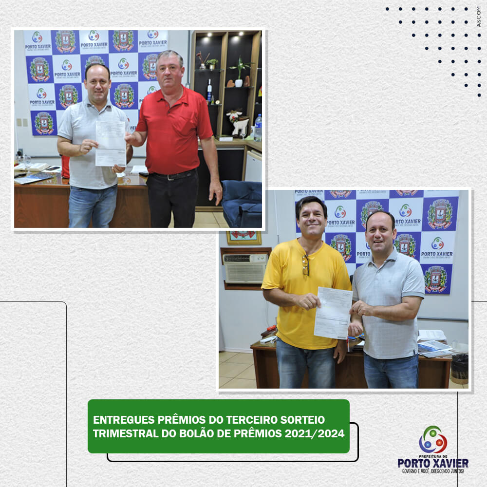 ENTREGUES PRÊMIOS DA TERCEIRA ETAPA TRIMESTRAL 2022 DO BOLÃO DE PRÊMIOS 2021/2024