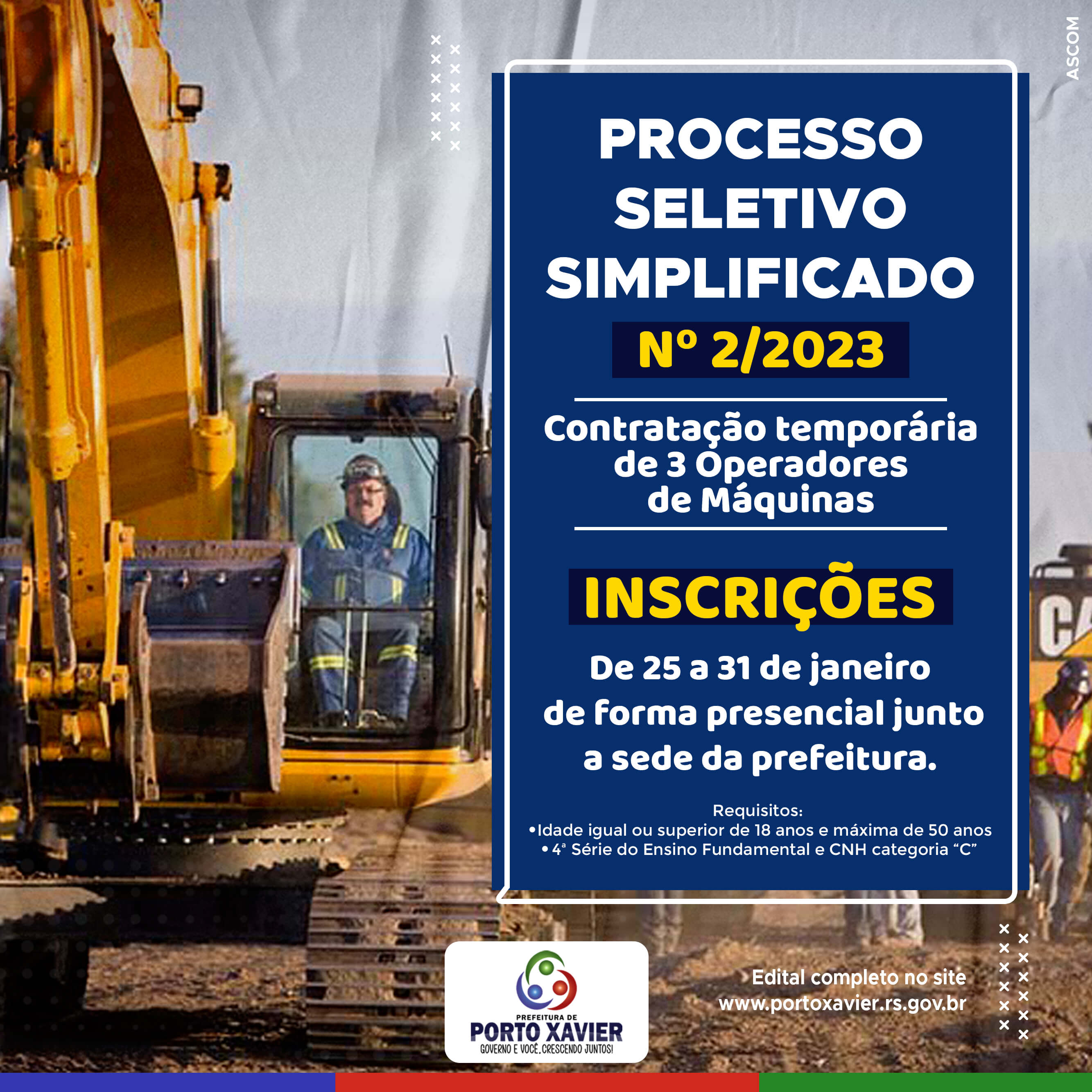 CONTRATAÇÃO DE OPERADOR DE MÁQUINAS