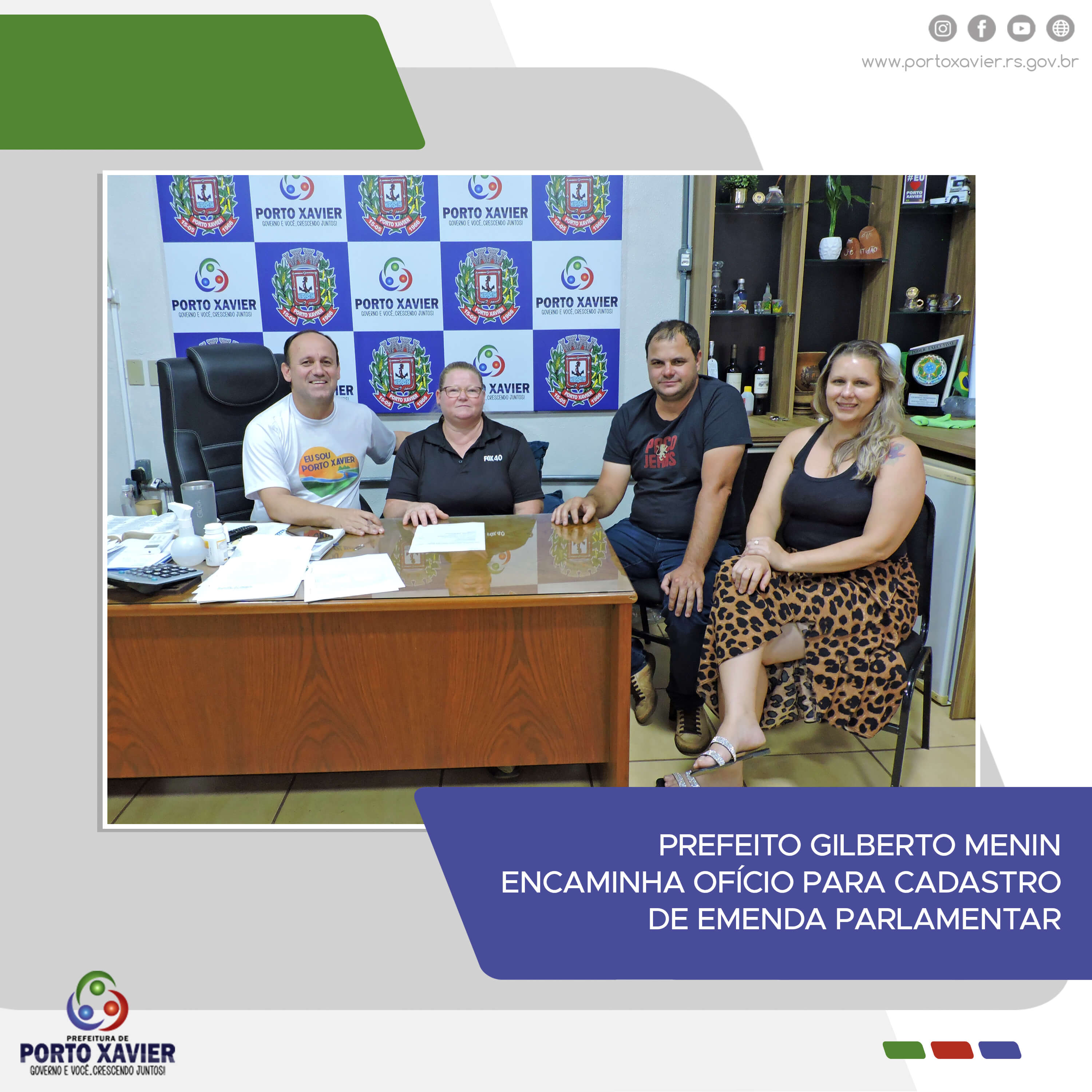 PREFEITO GILBERTO MENIN ENCAMINHA OFÍCIO PARA CADASTRO DE EMENDA PARLAMENTAR
