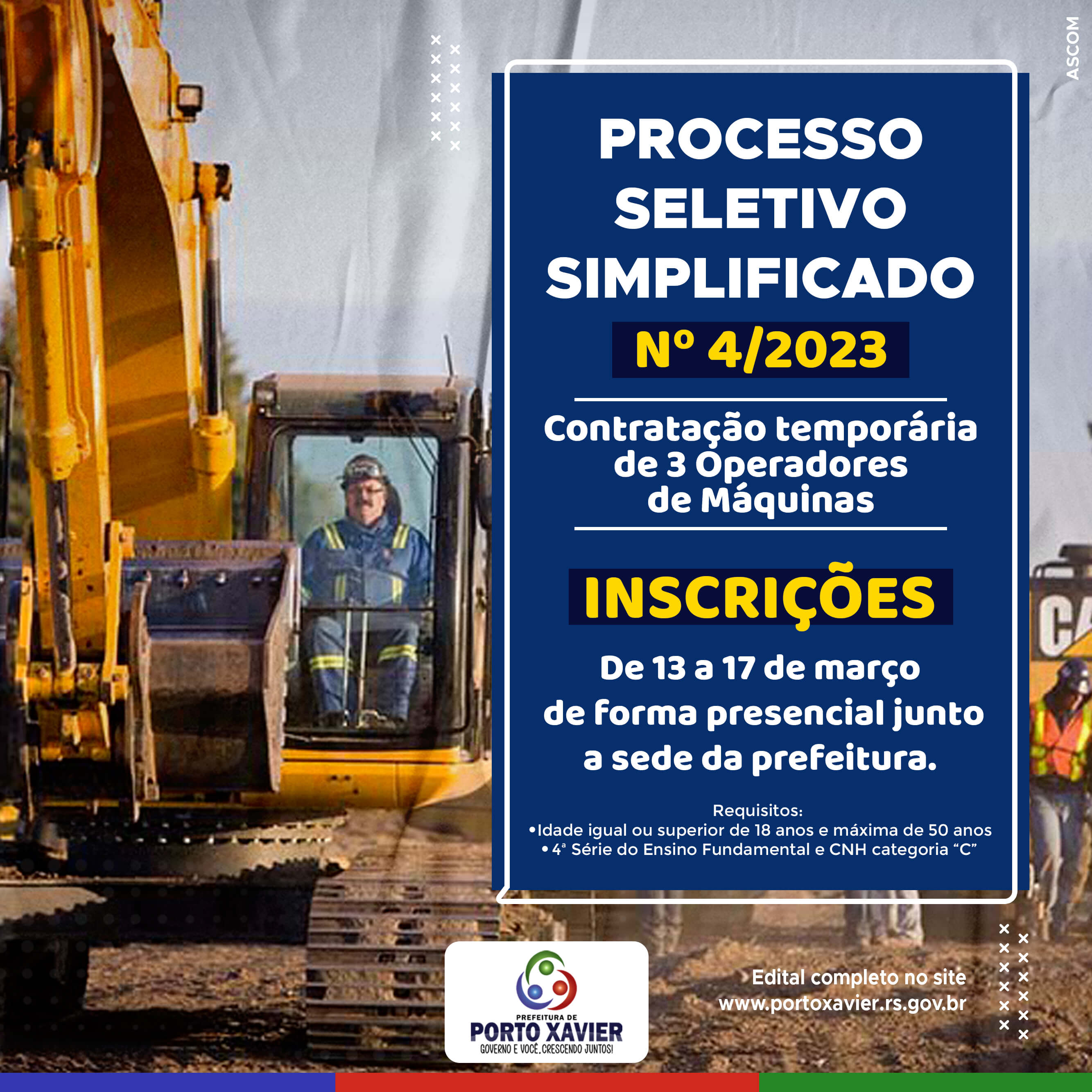 CONTRATAÇÃO DE OPERADOR DE MÁQUINAS