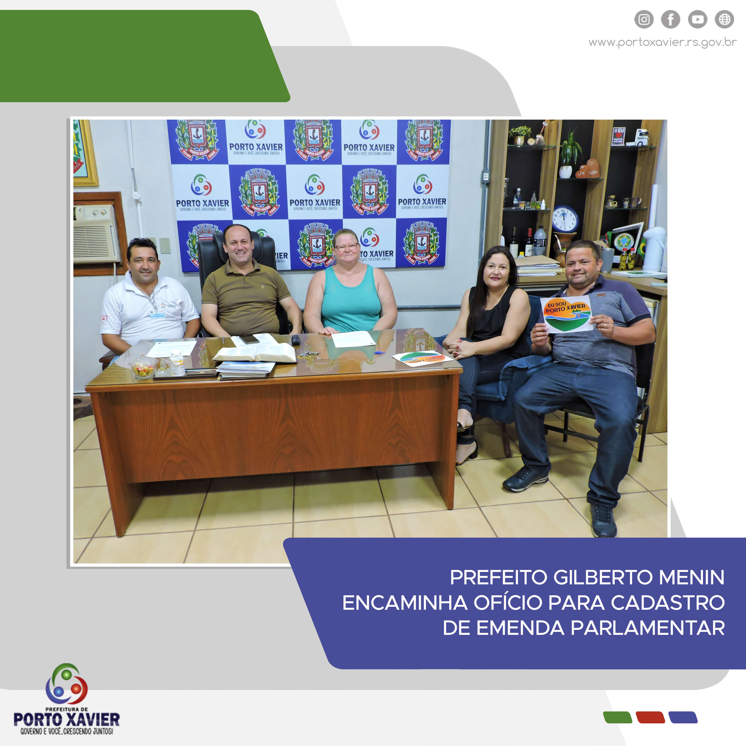 PREFEITO GILBERTO MENIN ENCAMINHA OFÍCIO PARA CADASTRO DE EMENDA PARLAMENTAR