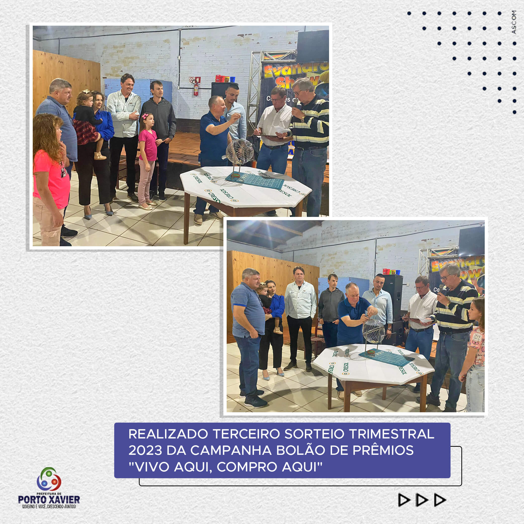 REALIZADO TERCEIRO SORTEIO TRIMESTRAL 2023 DA CAMPANHA BOLÃO DE PRÊMIOS "VIVO AQUI, COMPRO AQUI"