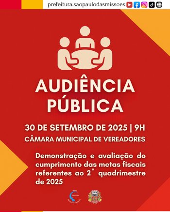 <p>AUDI&Ecirc;NCIA P&Uacute;BLICA &ndash; METAS FISCAIS REFERENTES AO 2&ordm; QUADRIMESTRE DE 2025</p>