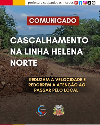 <p>OBRA DE CASCALHAMENTO NA LINHA HELENA NORTE</p>