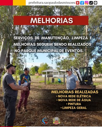 <p>OBRAS DE REPAROS E LIMPEZA SEGUEM INTENSAS NO PARQUE MUNICIPAL DE EVENTOS</p>