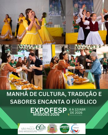 <span style="font-size: 12pt;">MANH&Atilde; DE CULTURA, TRADI&Ccedil;&Atilde;O E SABORES ENCANTA O P&Uacute;BLICO NA EXPOFESP MISS&Otilde;ES 2026</span>
