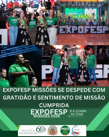 <span style="font-size: 12pt;">EXPOFESP MISS&Otilde;ES SE DESPEDE COM GRATID&Atilde;O E SENTIMENTO DE MISS&Atilde;O CUMPRIDA</span>
