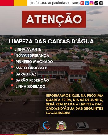 <span style="font-size: 12pt;">AVISO IMPORTANTE &ndash; LIMPEZA DAS CAIXAS D&rsquo;&Aacute;GUA</span>