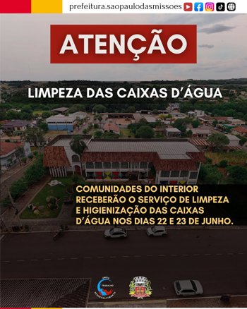 <span style="font-size: 12pt;">COMUNICADO IMPORTANTE &ndash; LIMPEZA DAS CAIXAS D&rsquo;&Aacute;GUA</span>
