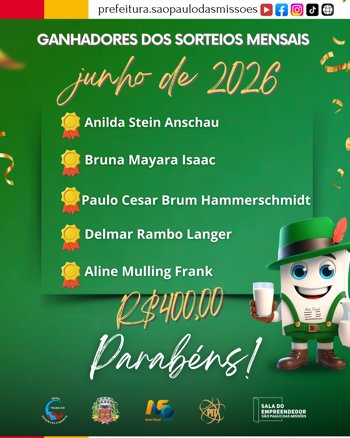 <span style="font-size: 12pt;">GANHADORES DO SORTEIO DE JUNHO DE 2026</span>