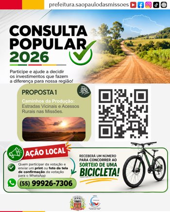 <span style="font-size: 12pt;">CONSULTA POPULAR 2026 | SUA PARTICIPA&Ccedil;&Atilde;O FAZ O NOSSO FUTURO!</span>