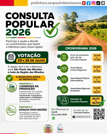 <span style="font-size: 12pt;">CONSULTA POPULAR 2026 | O PRAZO EST&Aacute; ACABANDO. PARTICIPE!</span>