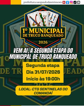 <span style="font-size: 12pt;">TORNEIO MUNICIPAL DE TRUCO RANQUEADO EM DUPLAS 2026</span>