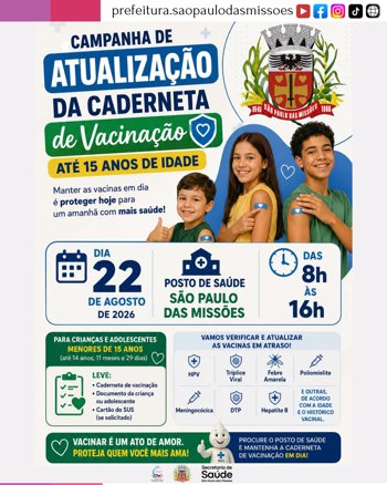 <span style="font-size: 12pt;">CAMPANHA DE ATUALIZA&Ccedil;&Atilde;O DA CADERNETA DE VACINA&Ccedil;&Atilde;O</span>
