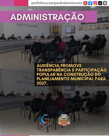<span style="font-size: 12pt;">AUDI&Ecirc;NCIA P&Uacute;BLICA PARA ELABORA&Ccedil;&Atilde;O DA LDO 2027</span>