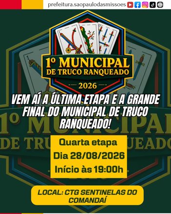 <span style="font-size: 12pt;">VEM A&Iacute; A &Uacute;LTIMA ETAPA E A GRANDE FINAL DO MUNICIPAL DE TRUCO RANQUEADO!</span>