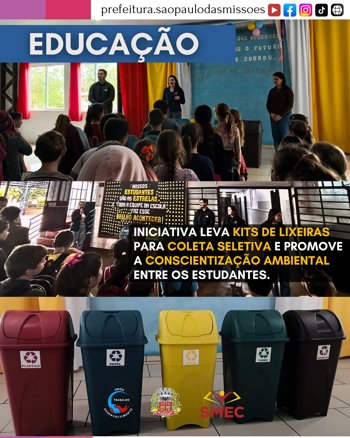 <span style="font-size: 12pt;">EDUCA&Ccedil;&Atilde;O AMBIENTAL &Eacute; FORTALECIDA NAS ESCOLAS MUNICIPAIS COM A&Ccedil;&Atilde;O DE COLETA SELETIVA</span>